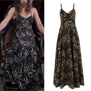 BEST  Selkie The Moon Quilt Norma Jean Slip Midi Dress Black Gold XSmall